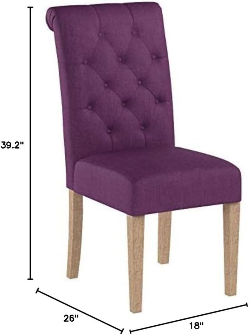 Solid Wood Purple Tufted Parsons Dining Chair Set of 2