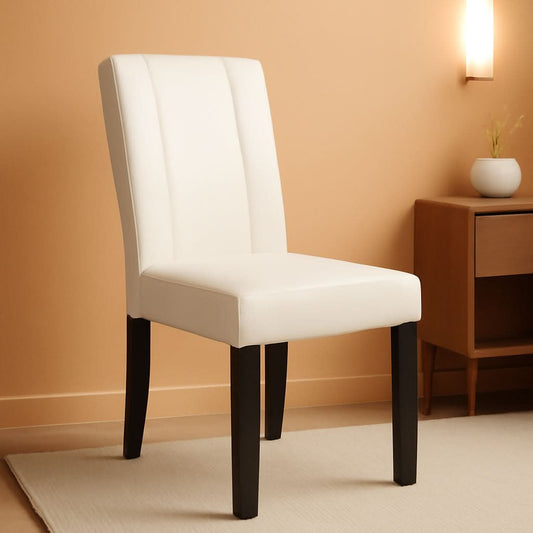 Off White Leatherette Padded Parson Chair Set of 2
