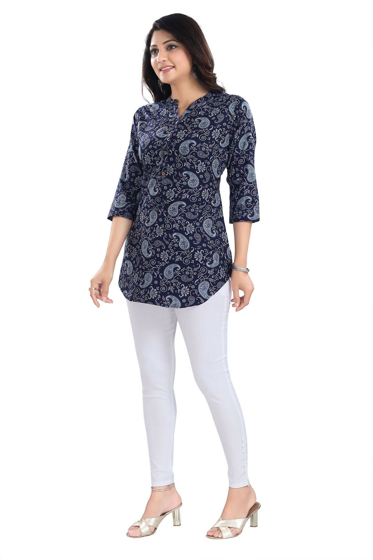 Snehal Creations Ethnic Galore Blue Short Tunic Top for Women