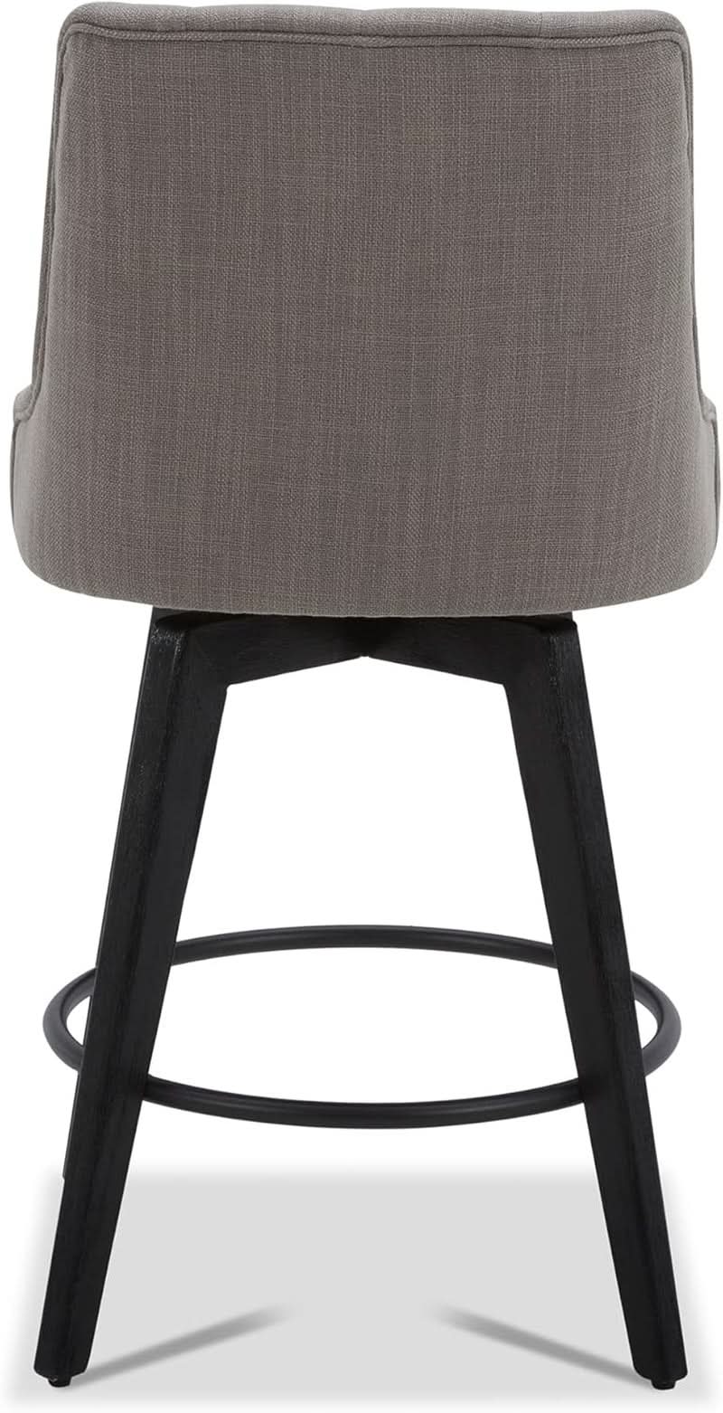 Flint Grey Upholstered Swivel Bar Stool 26 Inch Set Of 2