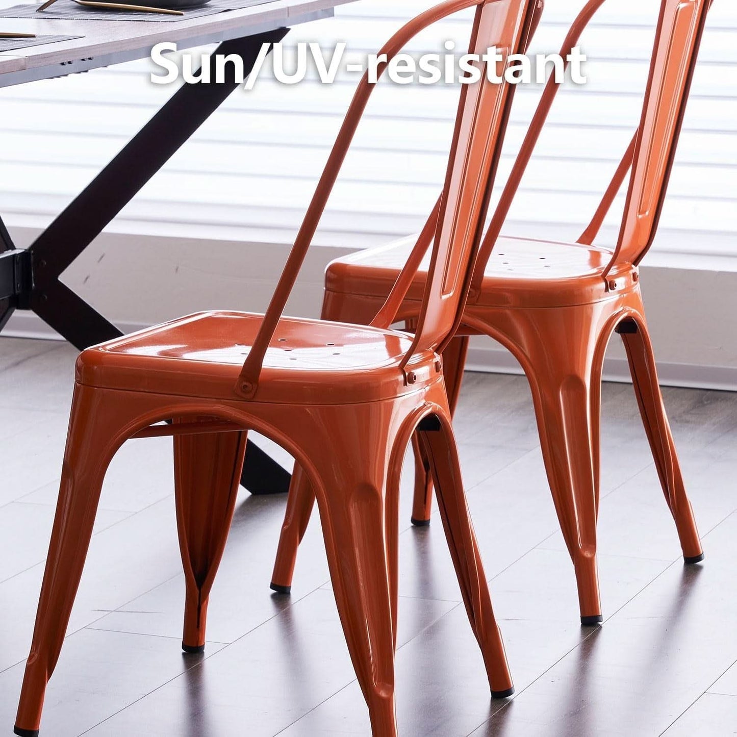 Tolix Style Metal Dining Chair 18 Inch Stackable Outdoor