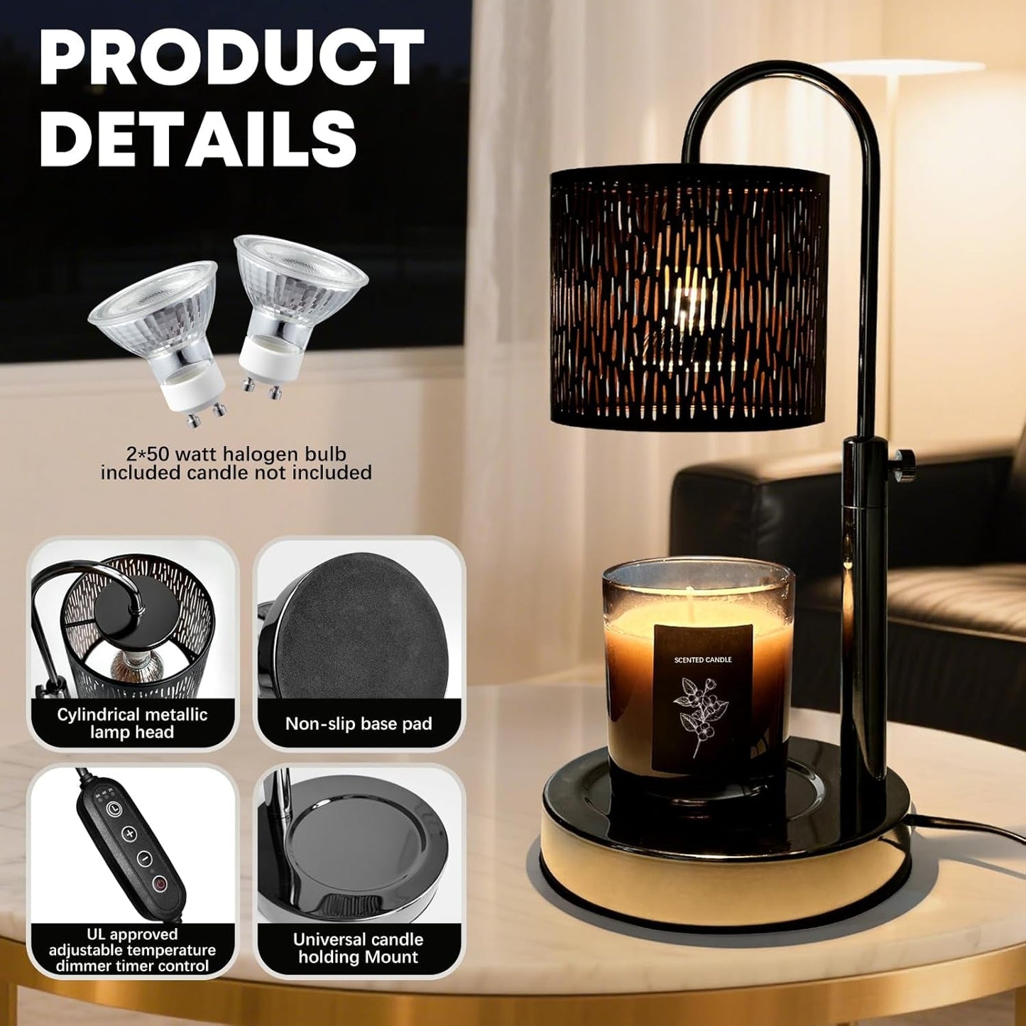 Electronic Candlelight Warmer Lamp With Timer Dimmer