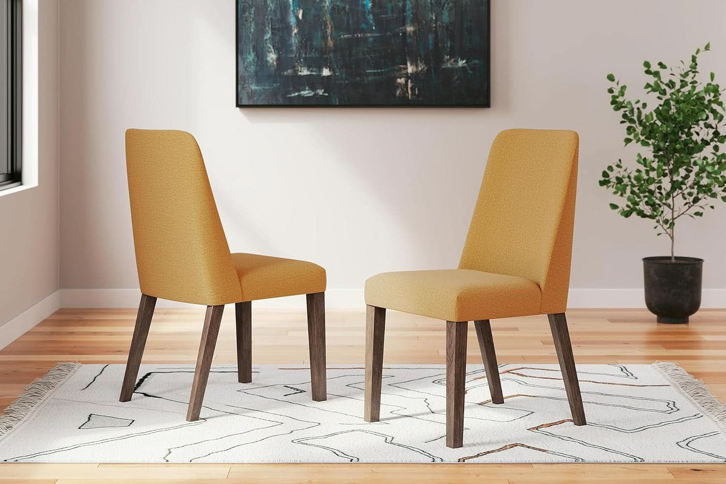 Lyncott Upholstered Dining Chair Yellow And Brown Foam Cushion