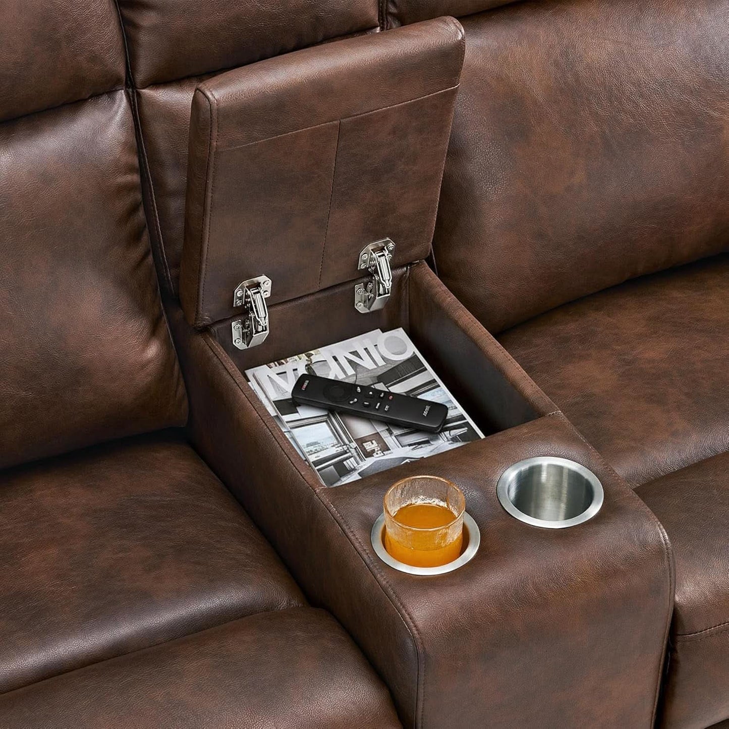 65.7 Inch Dark Brown Zero Wall Power Recliner Loveseat