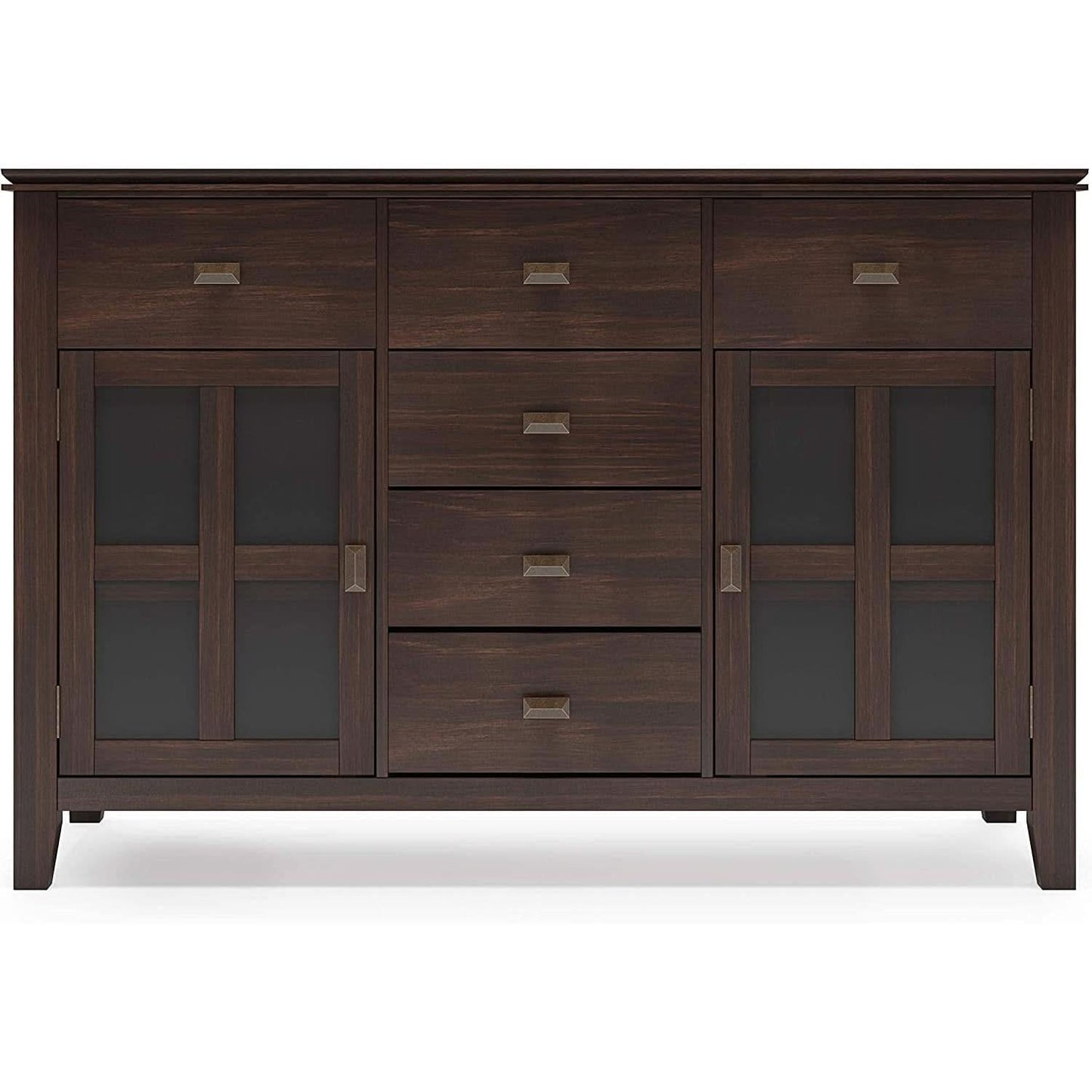 Chestnut Brown Contemporary Sideboard With Glass Doors
