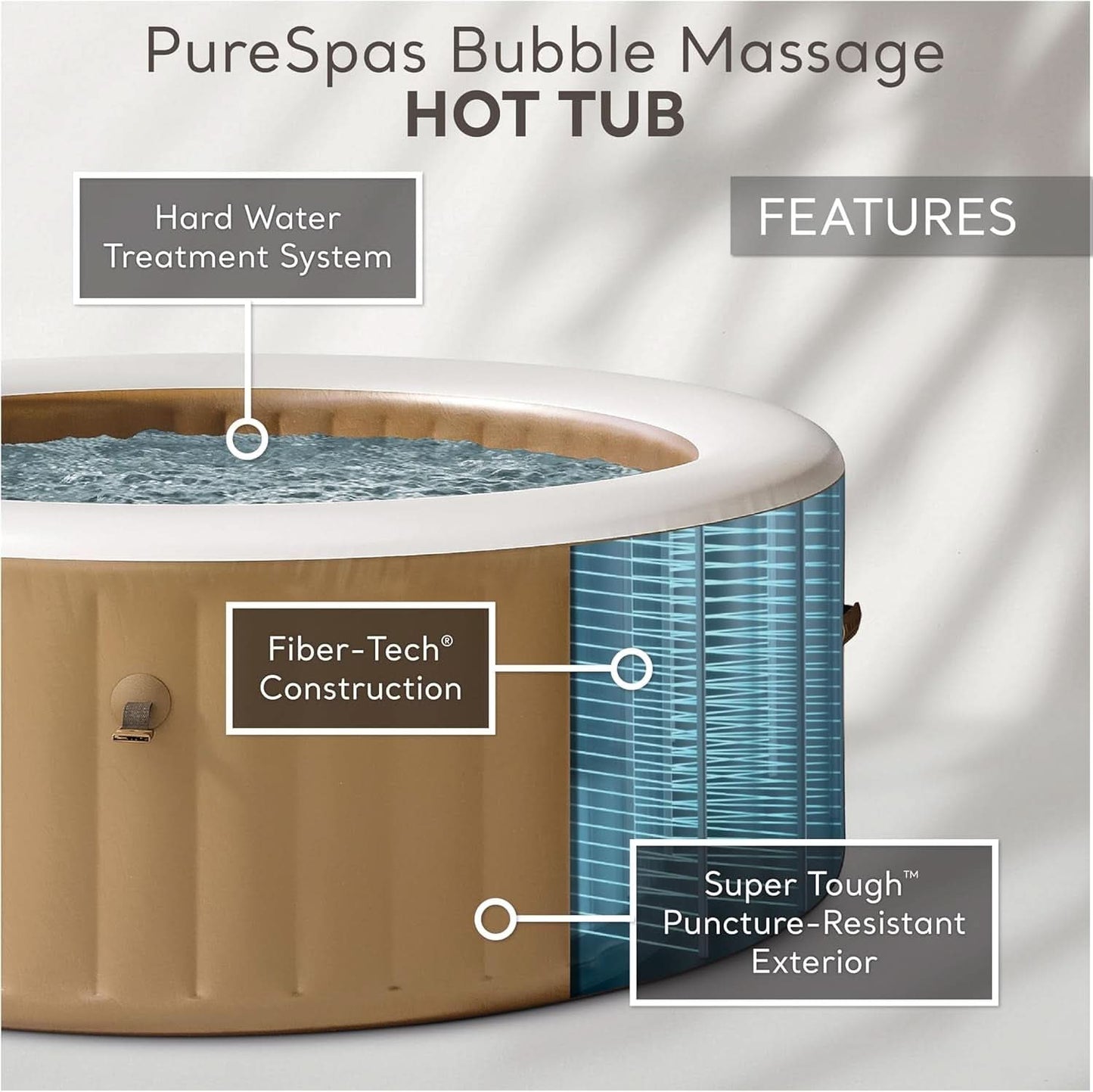 6 Person Inflatable Hot Tub With 140 Bubble Jets Spa