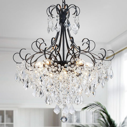 Black Crystal Chandelier 10 Light Pendant Ceiling Fixture