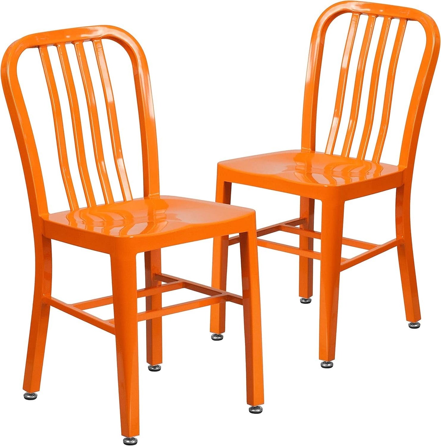 Orange Metal Indoor Outdoor Chair 2 Pack Commercial Grade