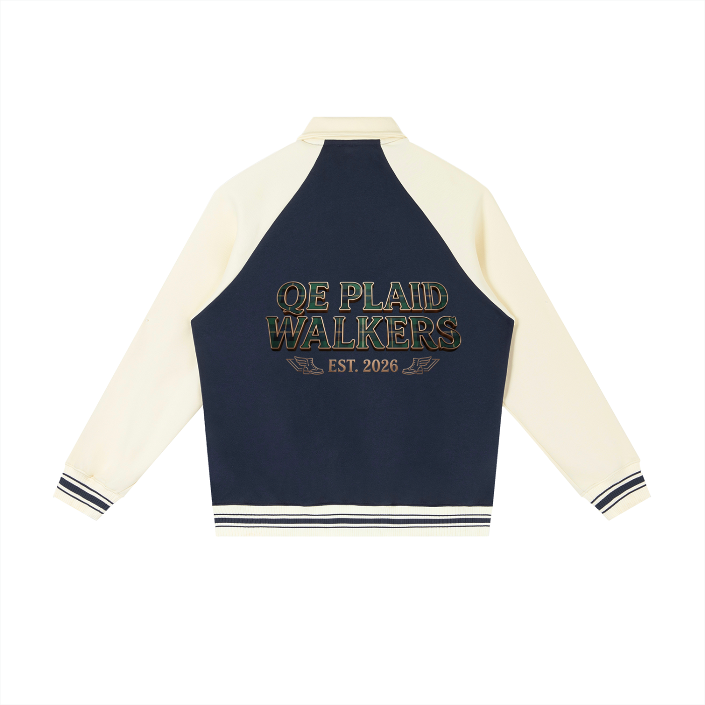 QE Plaid Walkers Sleeve Baseball Jacket