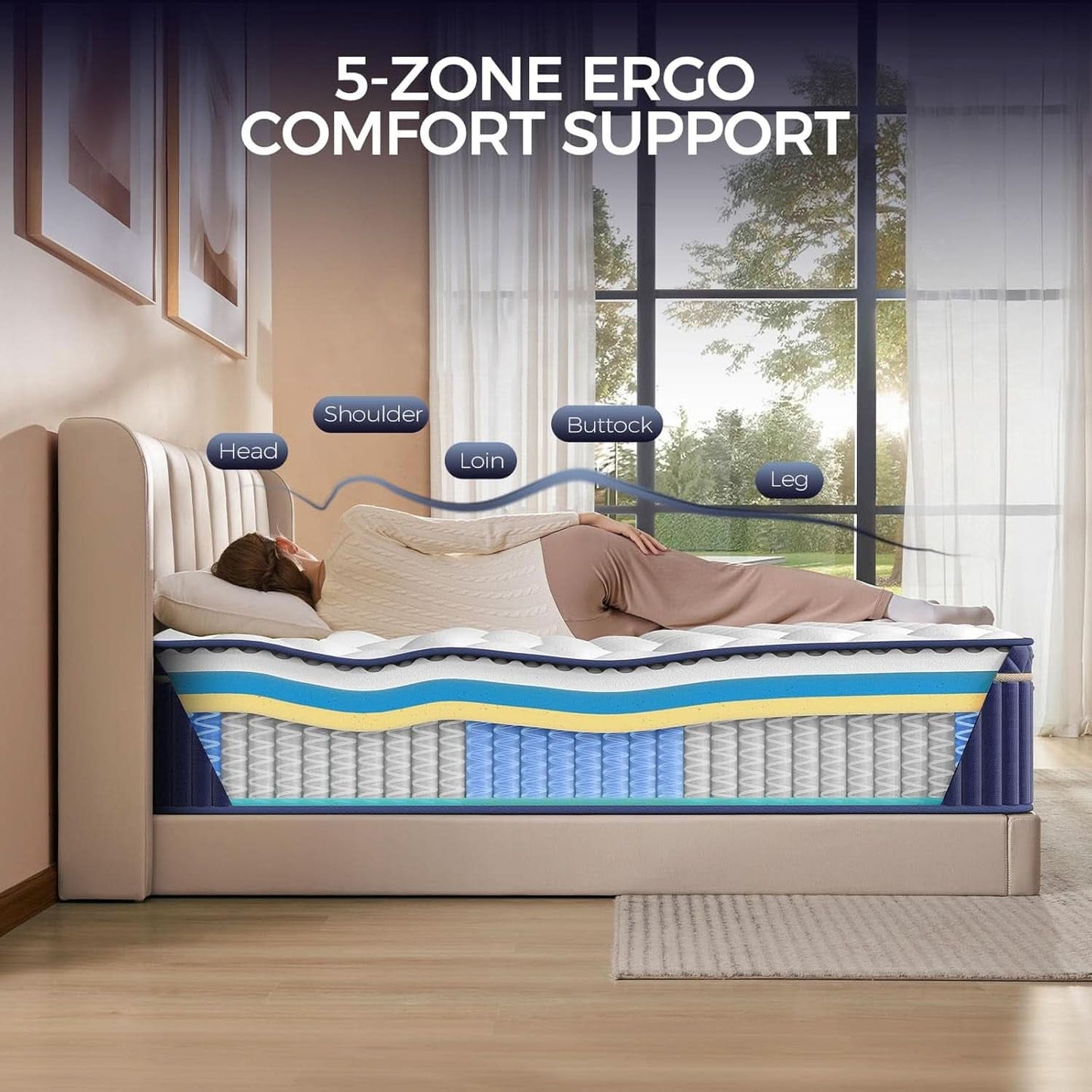 Queen Hybrid Mattress In Box Premium MemoryFoam Comfort