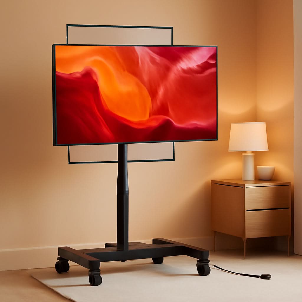 Rolling TV Stand With Power Outlet For 26 To 50 Inch TVs Tilting Wheels