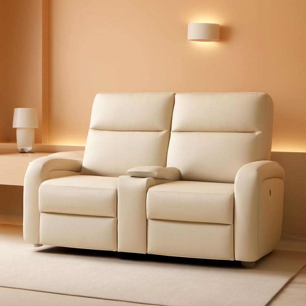 65.7 Inch Wall Hugger Recliner Loveseat Beige USB C
