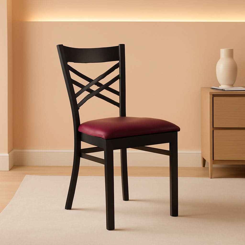 Set of 2 Hercules Burgundy Vinyl XBack Metal Dining Chairs for Restaurants Durable Steel Frame