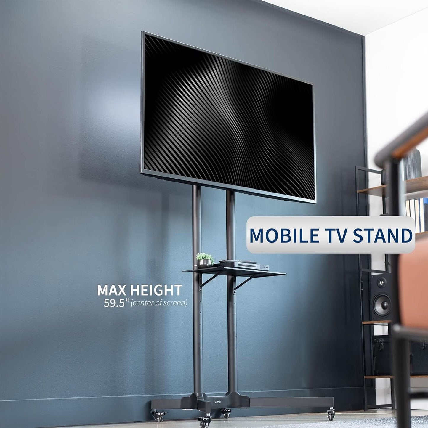Mobile TV Cart 32 to 83 Inch Adjustable Height Tilt