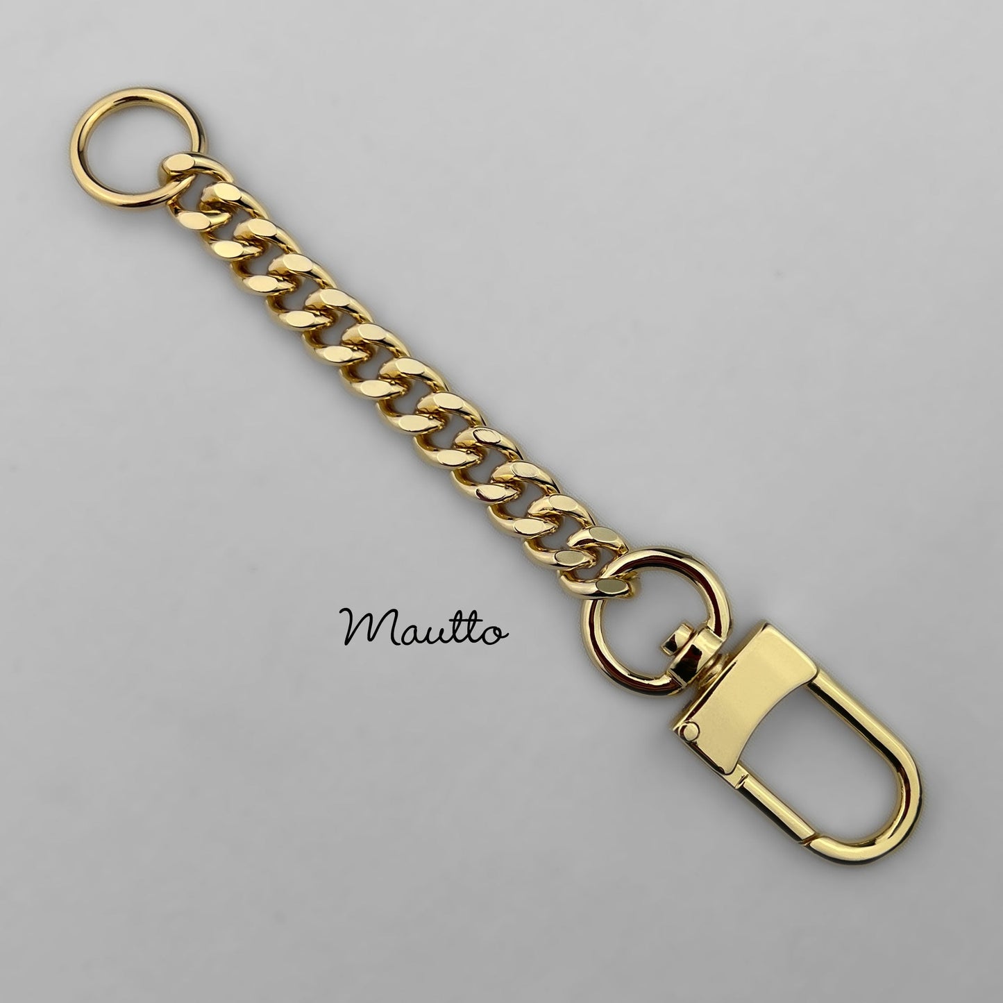 Strap Extender or Key Tether - Fancy Cuban Link Chain with Swivel Clip & Accessory Ring