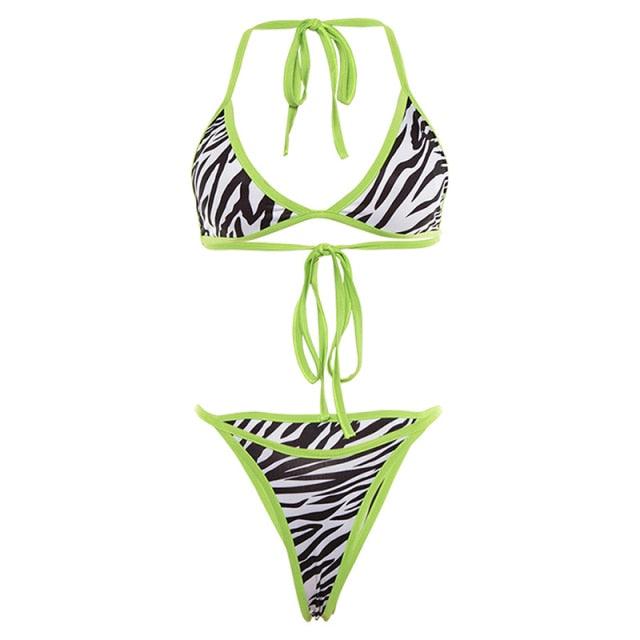 Fashion Set Bikinis Stripes Lace Up String Two-Piece Swimsuit