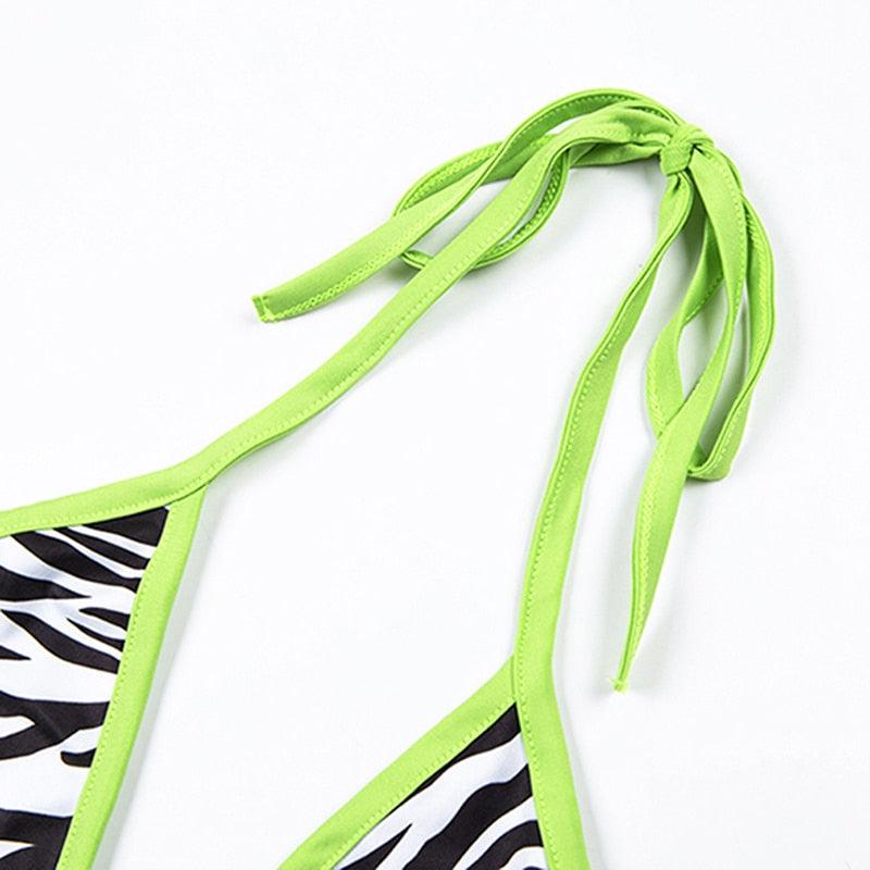 Fashion Set Bikinis Stripes Lace Up String Two-Piece Swimsuit