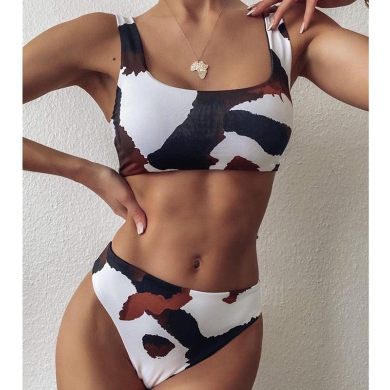Fashion Set Bikinis Stripes Lace Up String Two-Piece Swimsuit