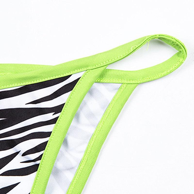 Fashion Set Bikinis Stripes Lace Up String Two-Piece Swimsuit