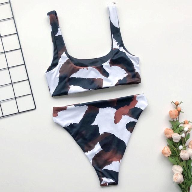 Fashion Set Bikinis Stripes Lace Up String Two-Piece Swimsuit