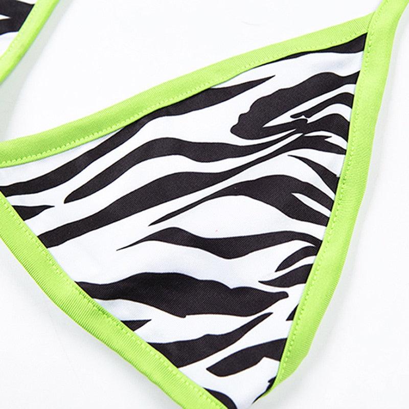 Fashion Set Bikinis Stripes Lace Up String Two-Piece Swimsuit