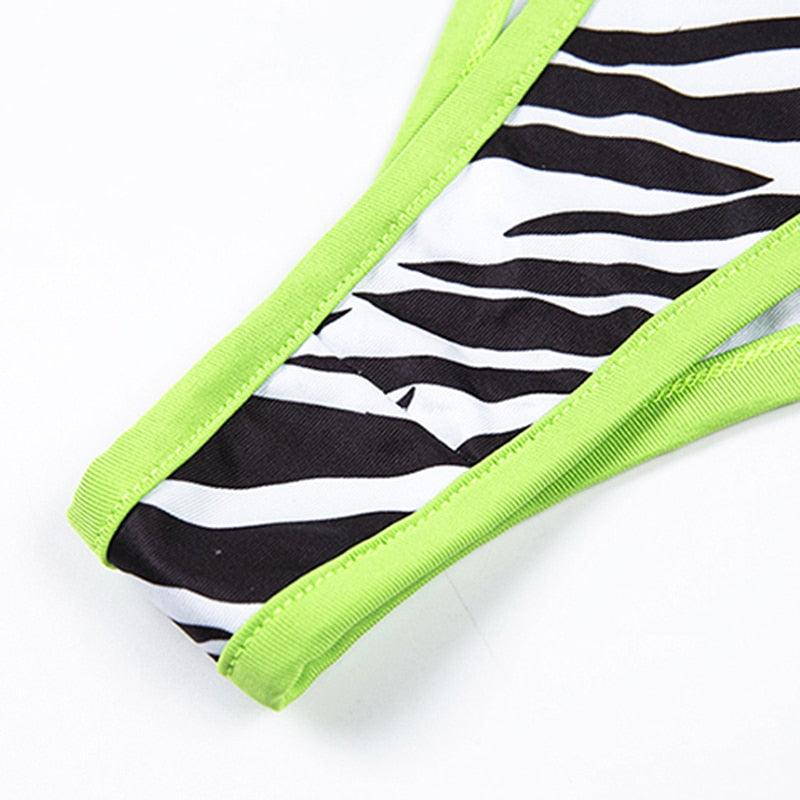 Fashion Set Bikinis Stripes Lace Up String Two-Piece Swimsuit