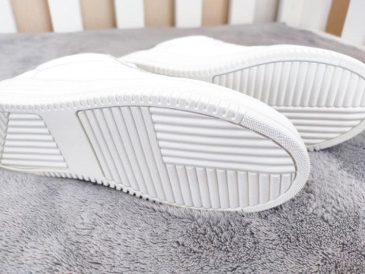 White Split Leather Lace Up Casual Luxury Leather Women's Fashion Flat Sneakers