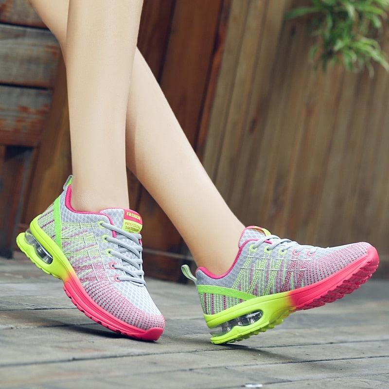 Fashion Women Lightweight Running Outdoor Sports Breathable Mesh Lace Up Sneakers