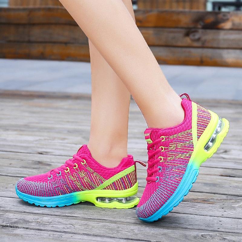 Fashion Women Lightweight Running Outdoor Sports Breathable Mesh Lace Up Sneakers