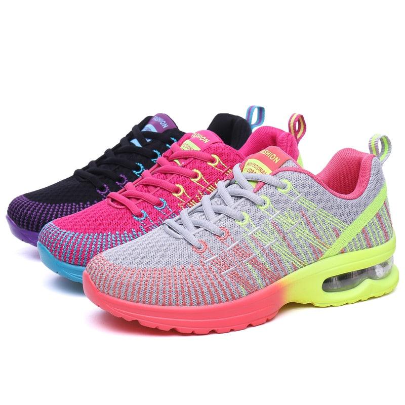 Fashion Women Lightweight Running Outdoor Sports Breathable Mesh Lace Up Sneakers