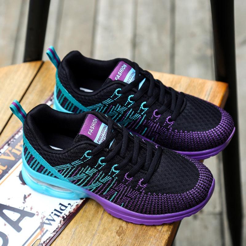 Fashion Women Lightweight Running Outdoor Sports Breathable Mesh Lace Up Sneakers