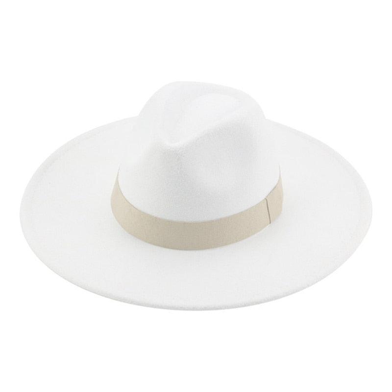 Fashionable Fedora Hats Women Wide Brim Dress Caps  Women's Fedora Hats Elegant Wide Brim Fedora Hat  Wedding Men Hat Warm Retro Style Belt 56-58cm