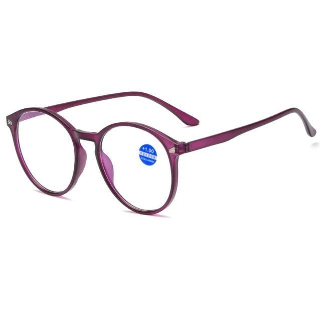 Fashionable Women And Men Round Reading Glasses Fashion Ultra Light Anti Blue Light Eyeglasses Unisex Stylish Eyeglasses Glasses Clear Lens Diopters +1+1.5+2+2.5+3+3.5+4