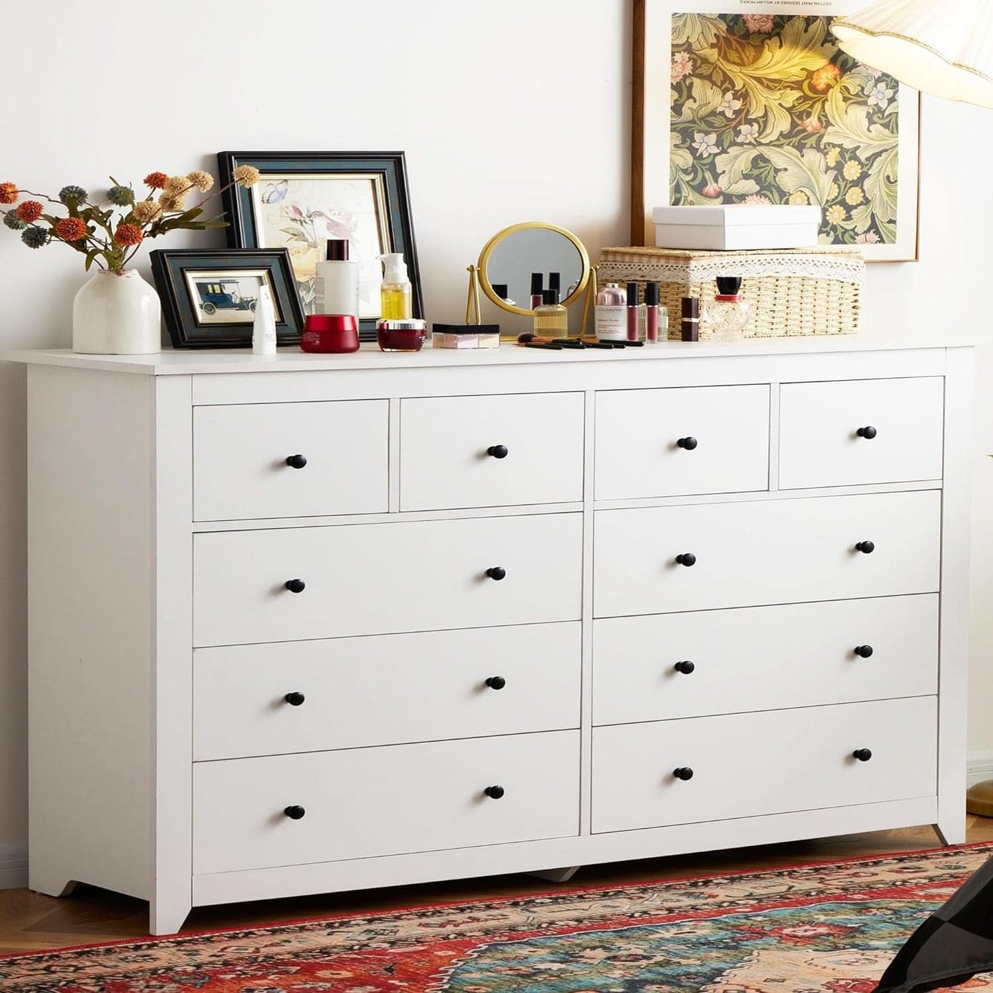 White 10-Drawer Dresser With Deep Storage Modern Design