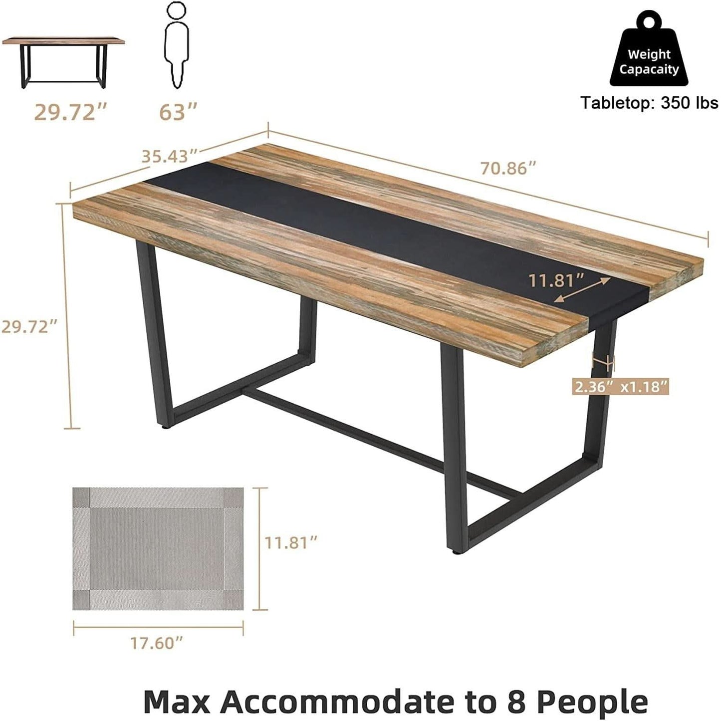 Six To Eight Seats Farmhouse Modern Kitchen Dining Table