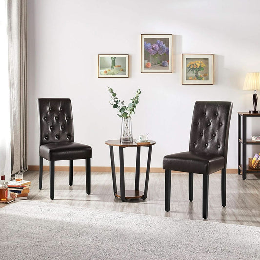 Faux Leather Dining Chairs Brown Set Of 2 For Dining Room