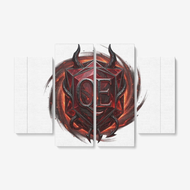 QE Diablo 4 Piece Canvas Wall Art for Living Room - Framed Ready to Hang 4x12"x32