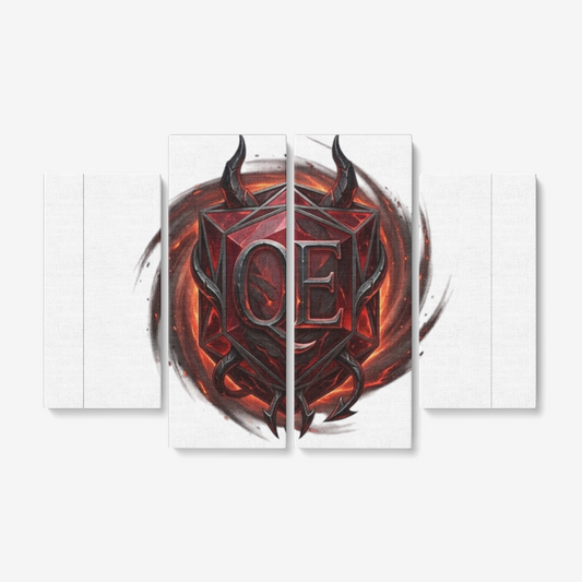 QE Diablo 4 Piece Canvas Wall Art for Living Room - Framed Ready to Hang 4x12"x32