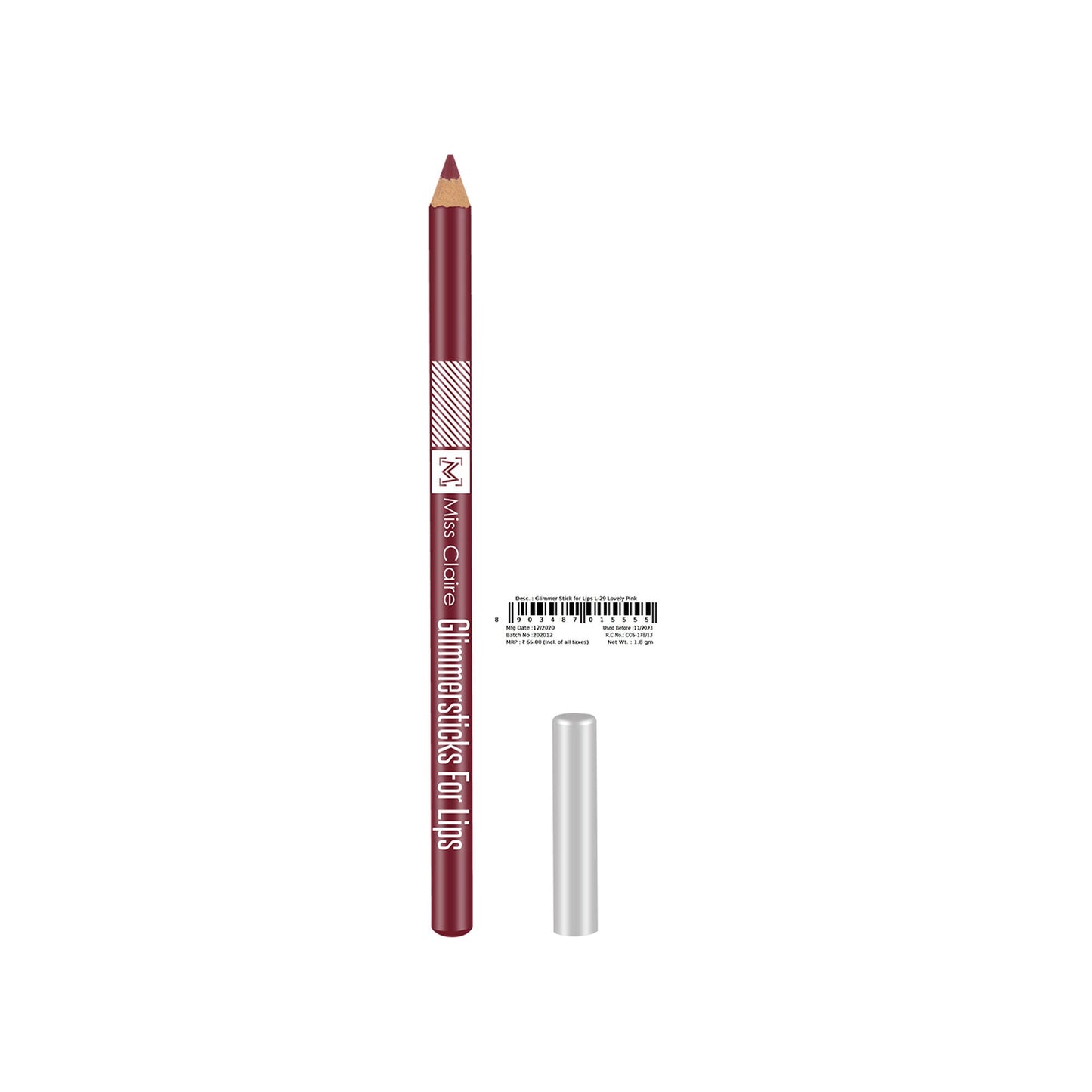 Miss Claire Glimmersticks For Lips - Lovely Pink L-29