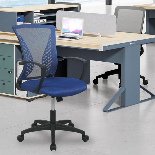 Blue Ergonomic Mesh Back Gaming Chair With Lumbar Support