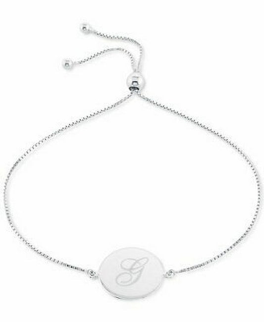 Giani Bernini Engraved Script Initial G Disc Bolo Bracelet in Sterling Silver