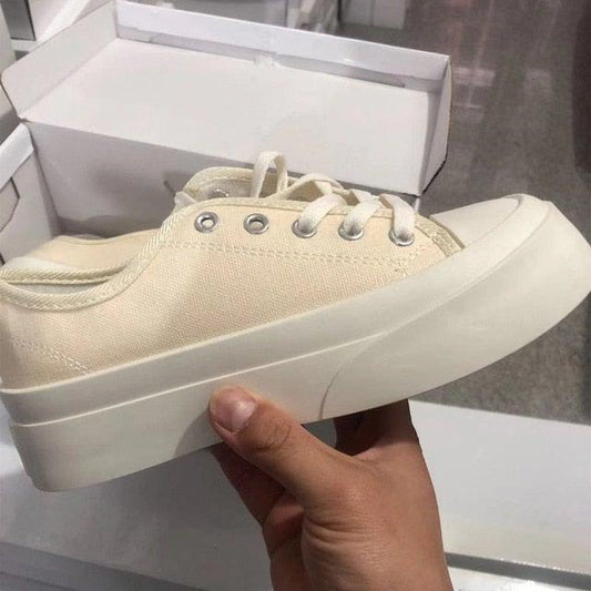 Flat Women's Sports Vintage Casual Footwear Canvas Trainers Low Top Canvas Sneakers