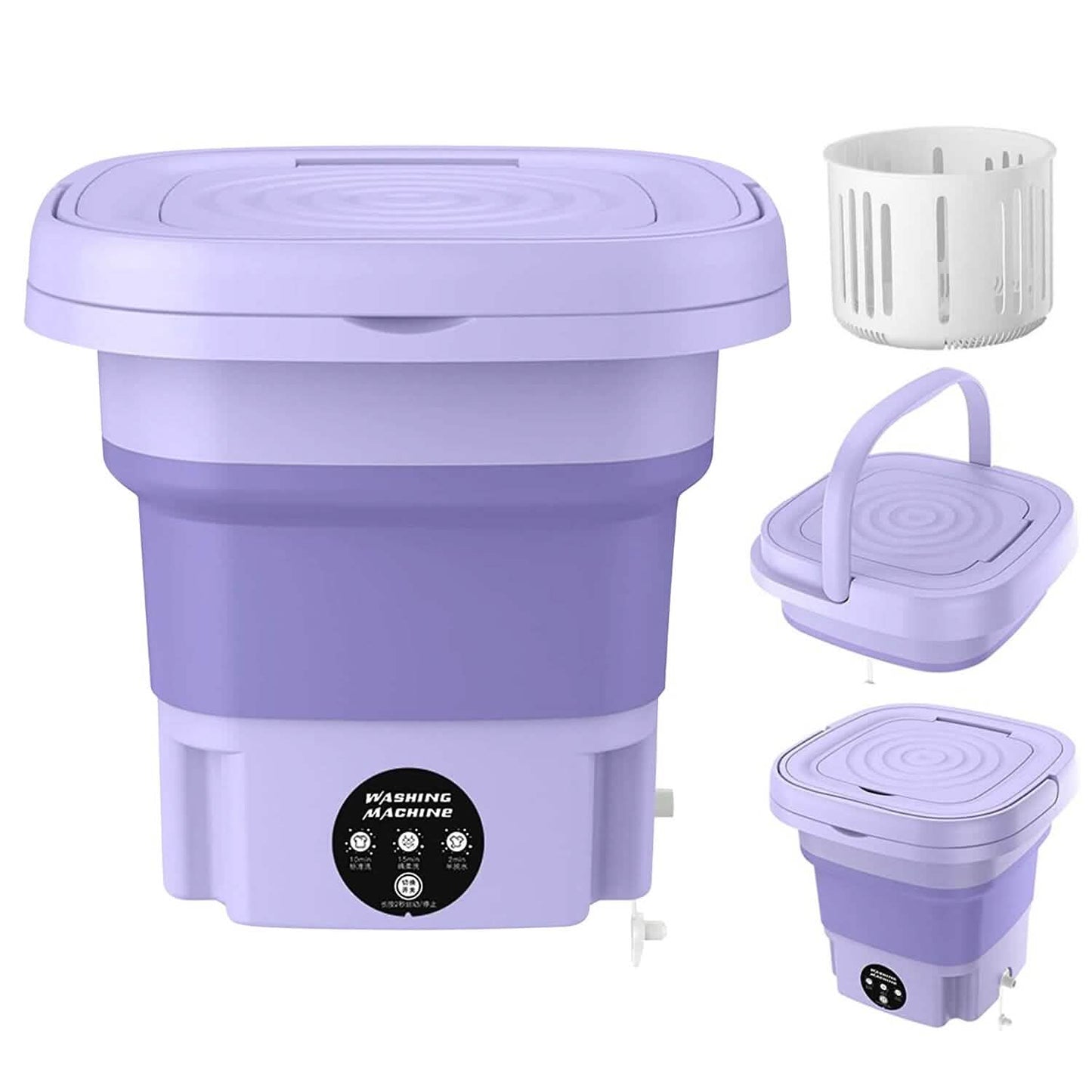 Foldable Laundry Machine with Detachable Drain Basket