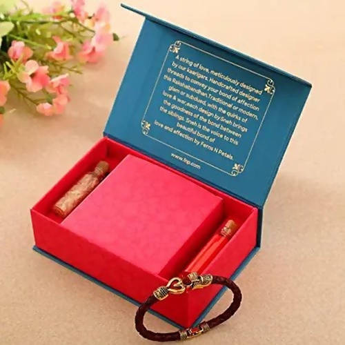 Om Golden Bracelet Rakhi & Almonds Jar