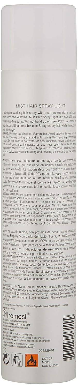 Framesi BY Pearl Mist Hair Spray, Light Hold Hair Spray for Color Treated Hair, 10 Ounce