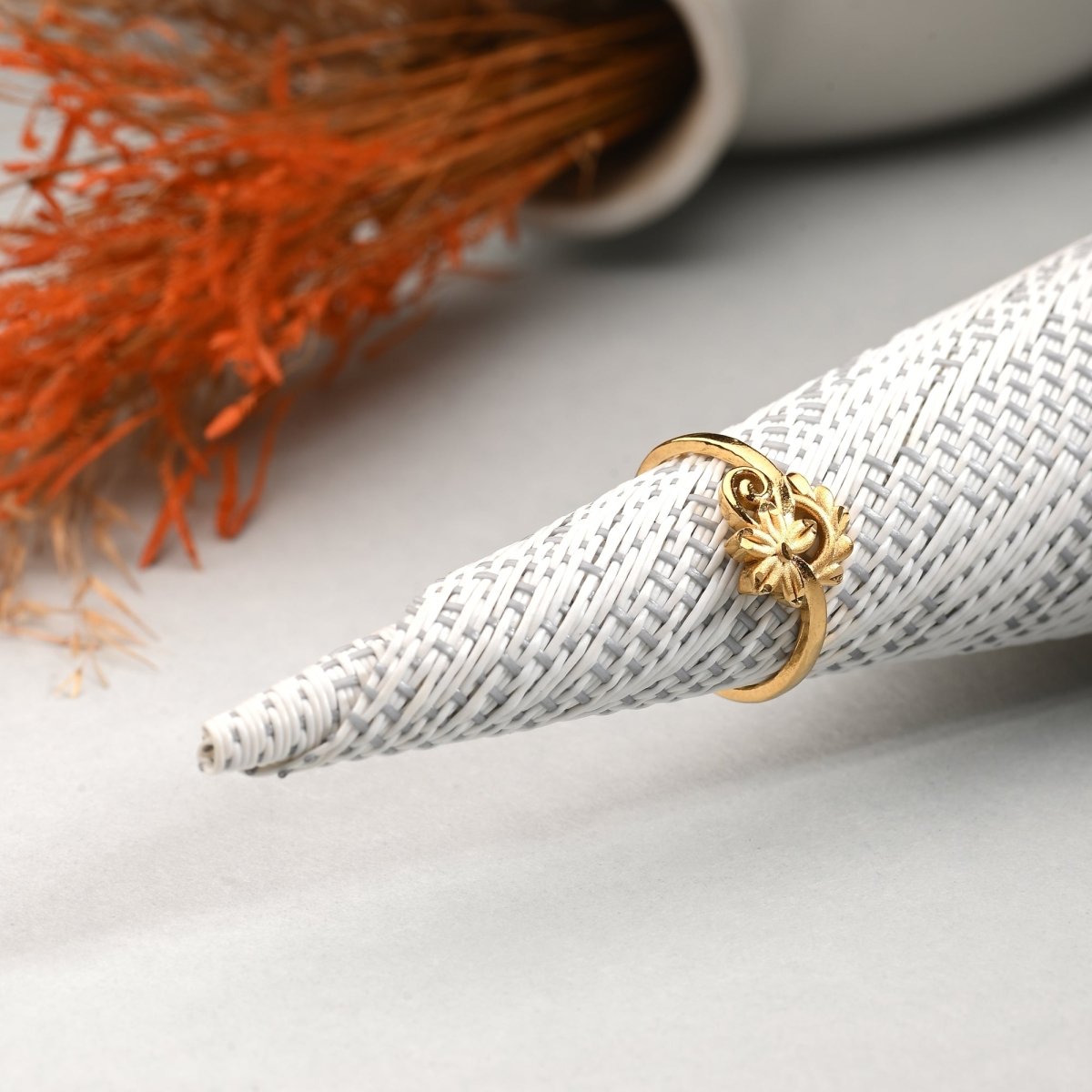 AanyaCentric Gold-Polished Jewelry Combo: Elegant Short Mangalsutra, Finger Ring, and American Diamond Earrings Set