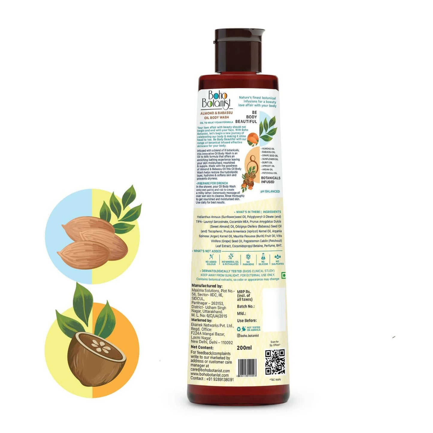 Boho Botanist Almond & Babassu Oil Body Wash for Dry Skin