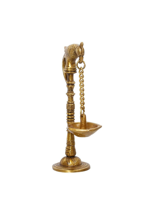 eCraftIndia Gold Toned Decorative Brass Parrot Diya