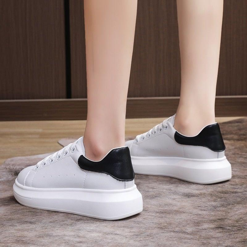 Genuine Leather Women Platform Autumn Fashion Sports Walking Sneakers