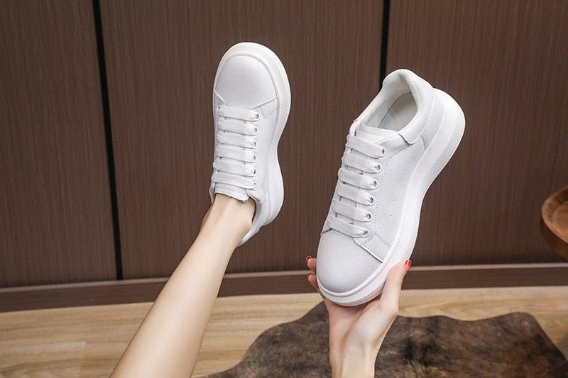 Genuine Leather Women Platform Autumn Fashion Sports Walking Sneakers